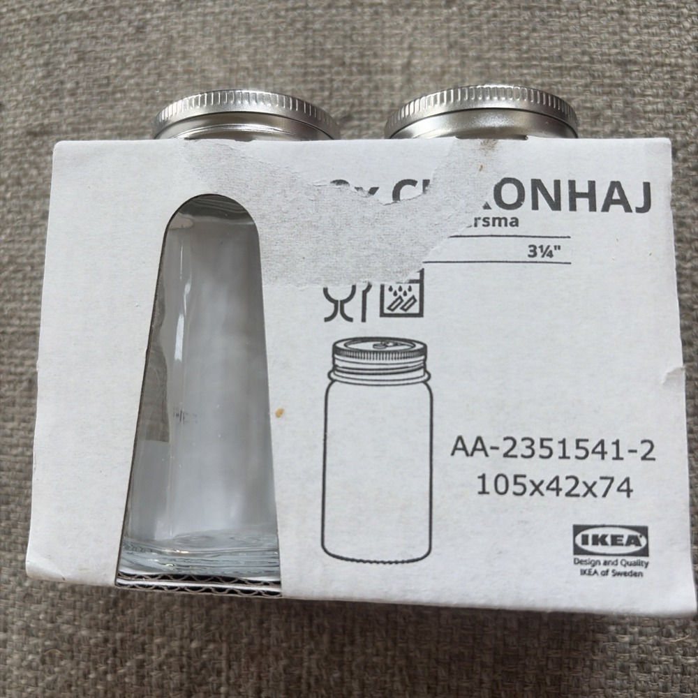 New! IKEA CITRONHAJ Salt & Pepper Shakers Chef Kitchen Glass Stainless Steel